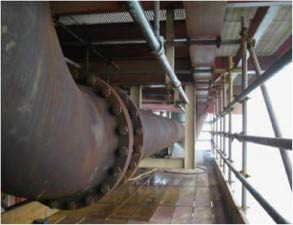 Hot pipework suffering from extensive corrosion under insulation (CUI) offshore Hot pipework suffering from extensive corrosion under insulation (CUI) offshore