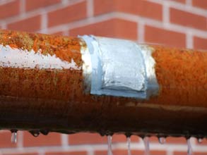 Sweating pipe repaired with Belzona Sweating pipe repaired with Belzona